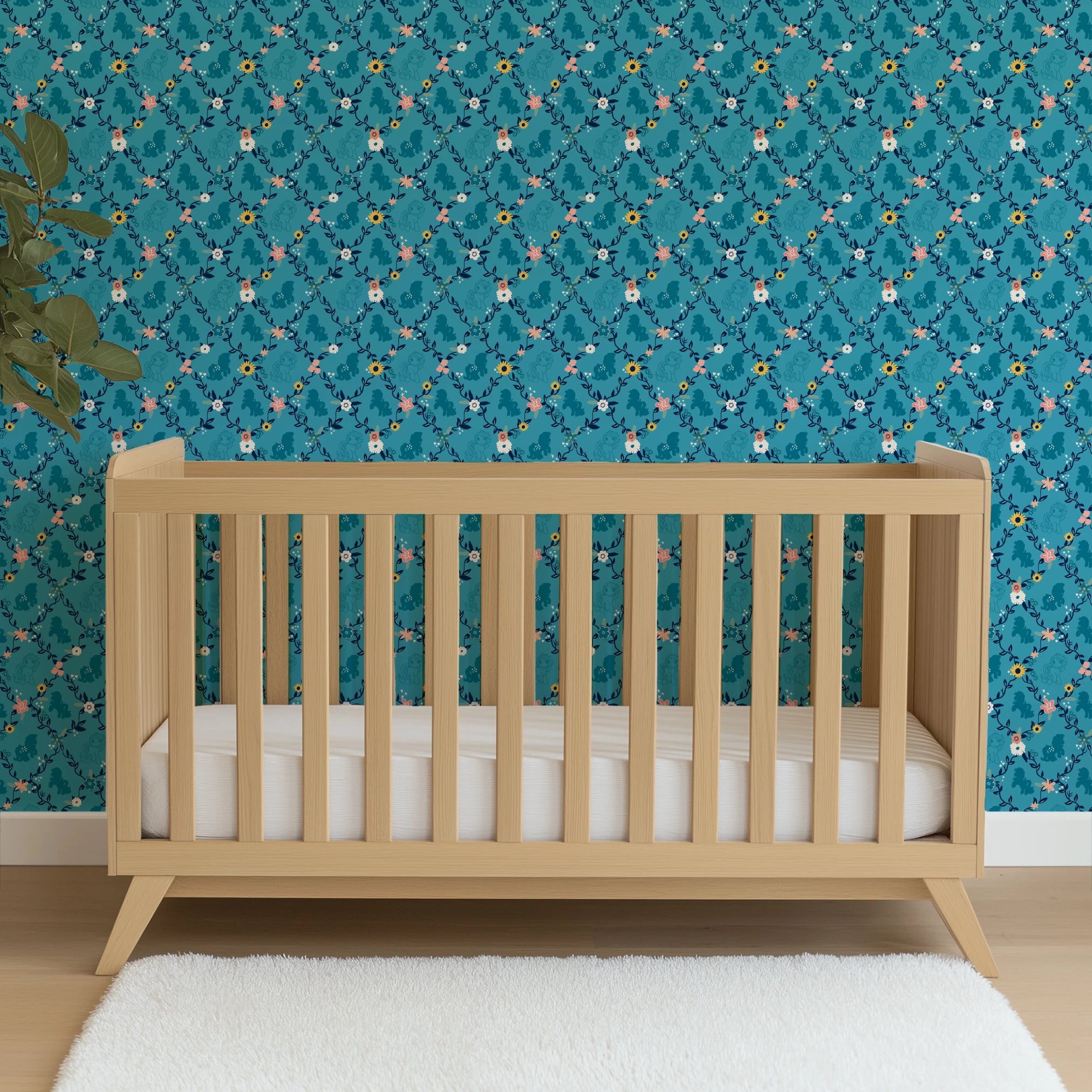 Hasbro My Little Pony Floral Lattice on Blue Wallpaper