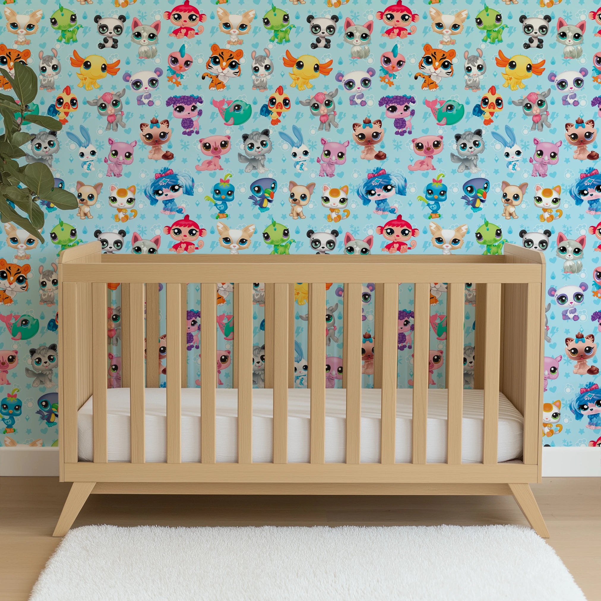 Hasbro Littliest Pet Shop Character Collage on Blue Wallpaper