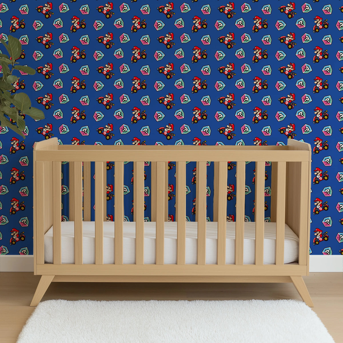 Mario Kart™ World 2D Mario Mystery Box on Blue Wallpaper