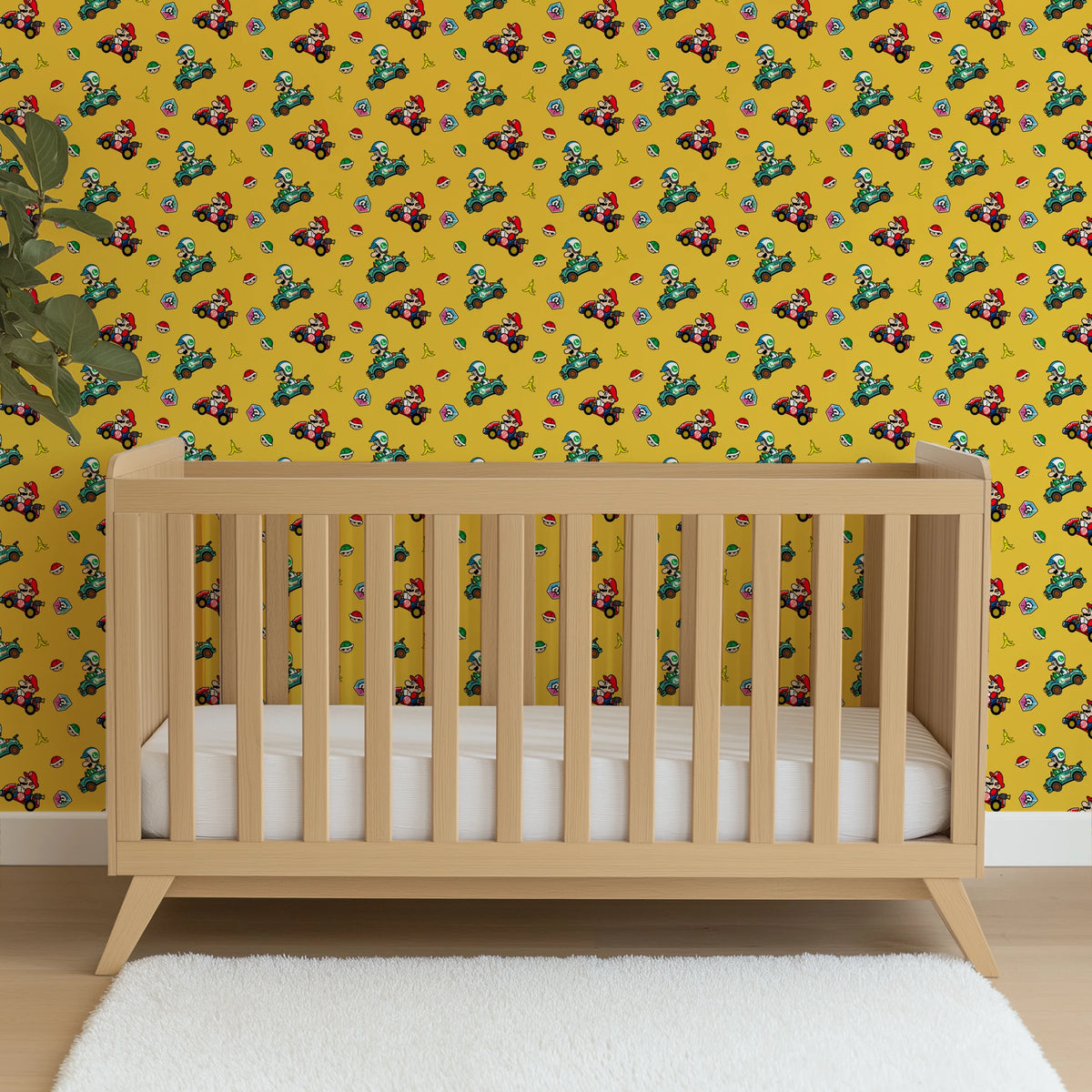 Mario Kart™ World 2D Mario and Luigi on Yellow Wallpaper