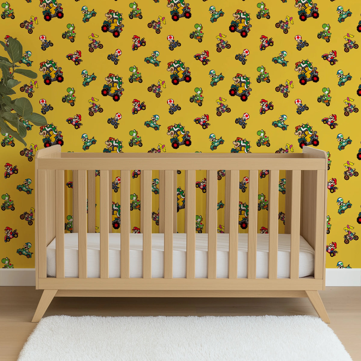 Mario Kart™ World 2D Driving Friends on Yellow Wallpaper