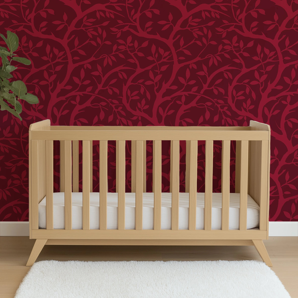 Winding Willow on Oxblood Wallpaper