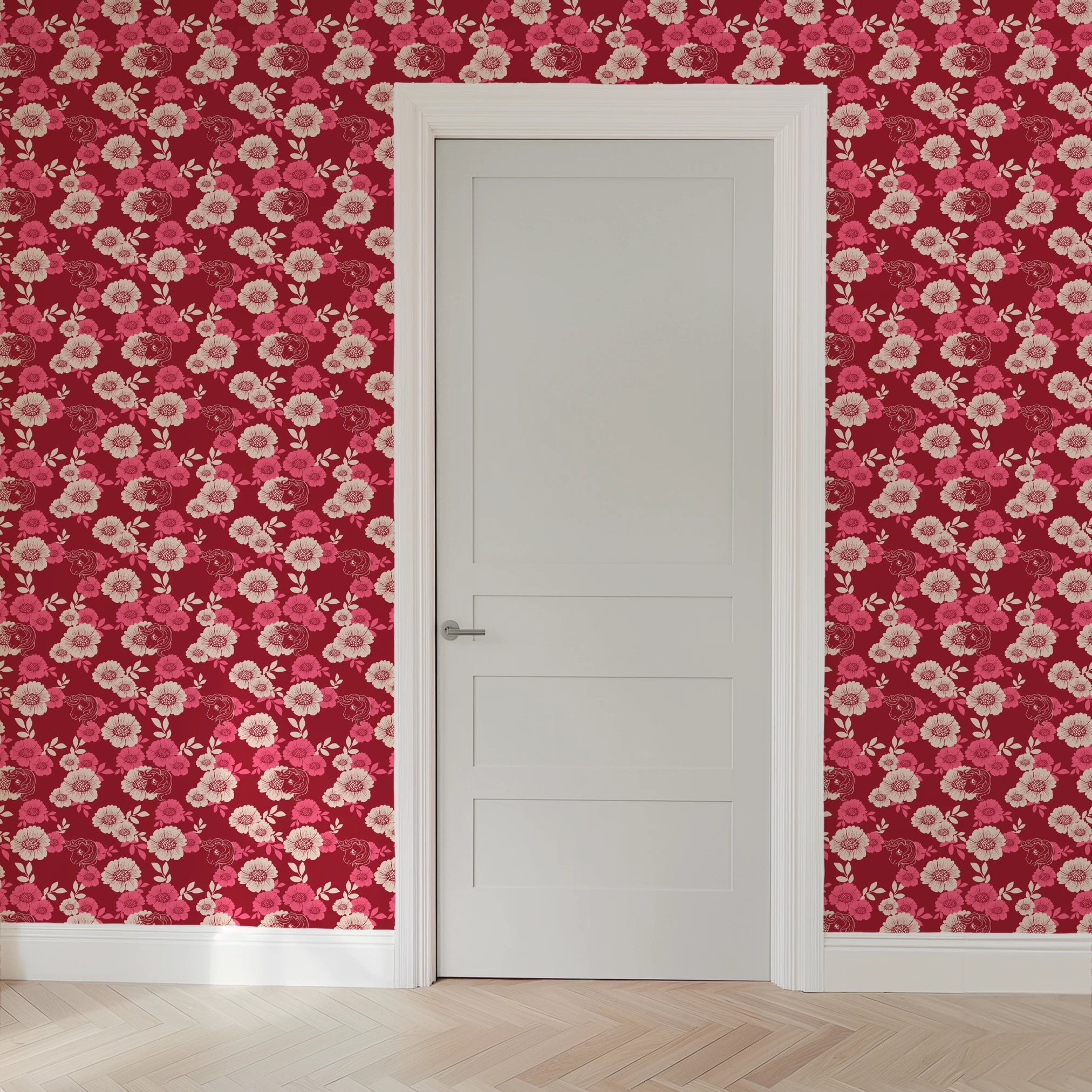 Hasbro My Little Pony Floral Silhouettes on Pink Wallpaper