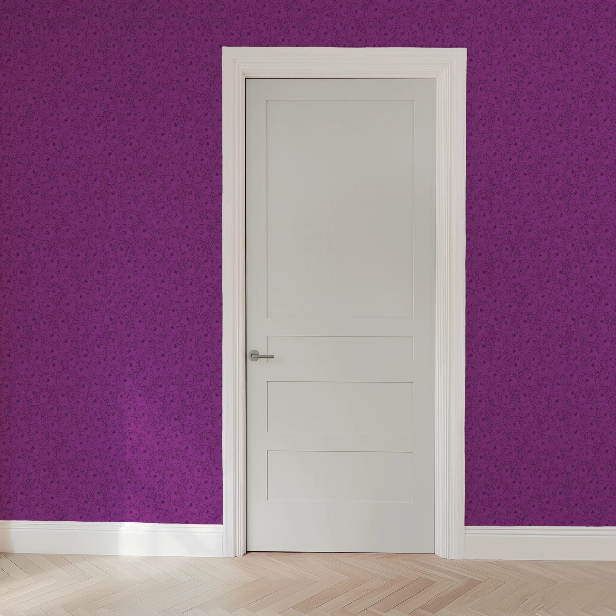 Hasbro My Little Pony Line Art on Purple Wallpaper