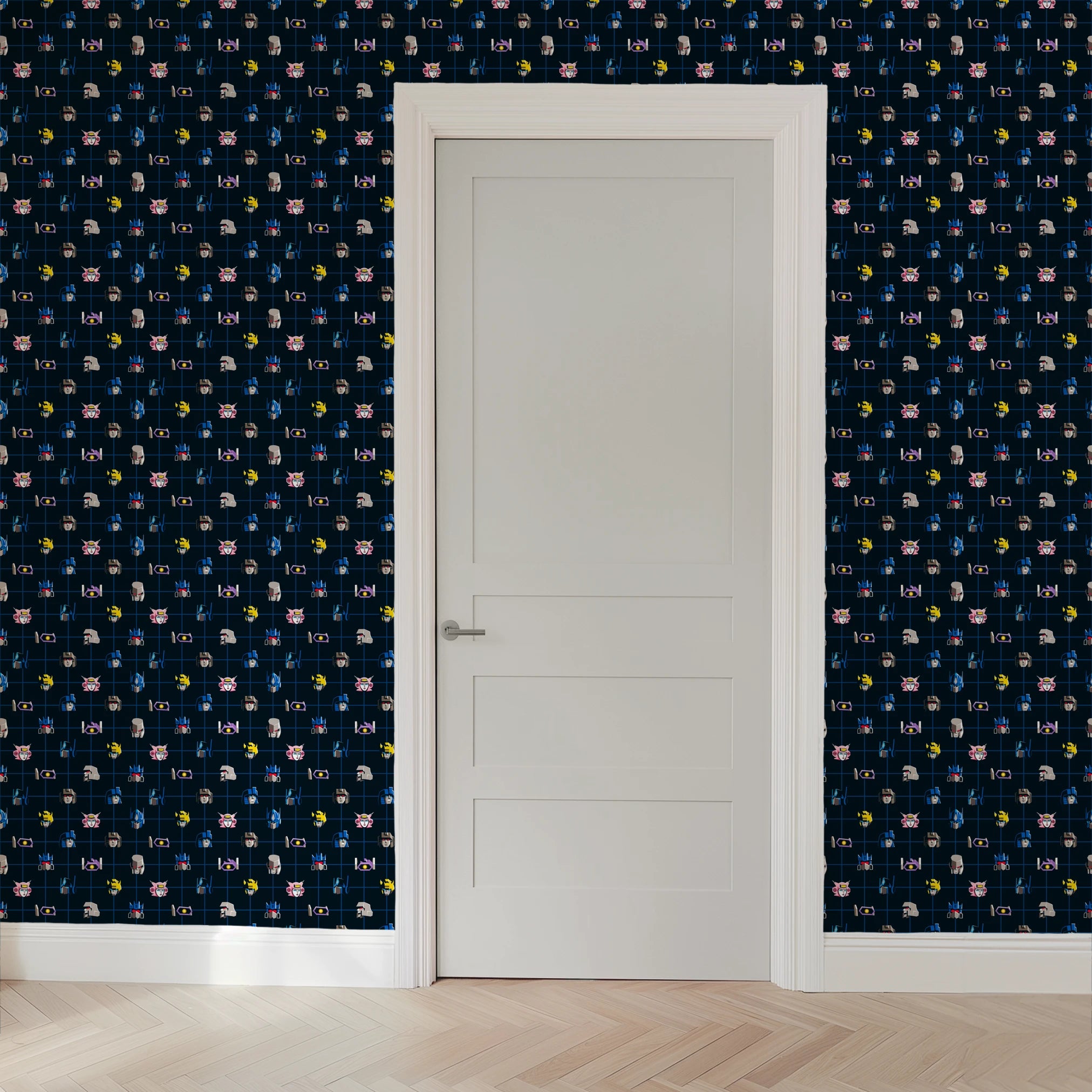 Hasbro Transformers Grid Pattern on Black Wallpaper