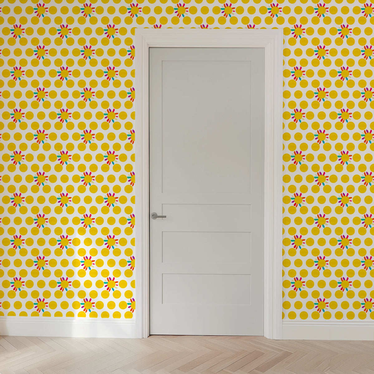 Hasbro Play-Doh Bright Suns on White Wallpaper