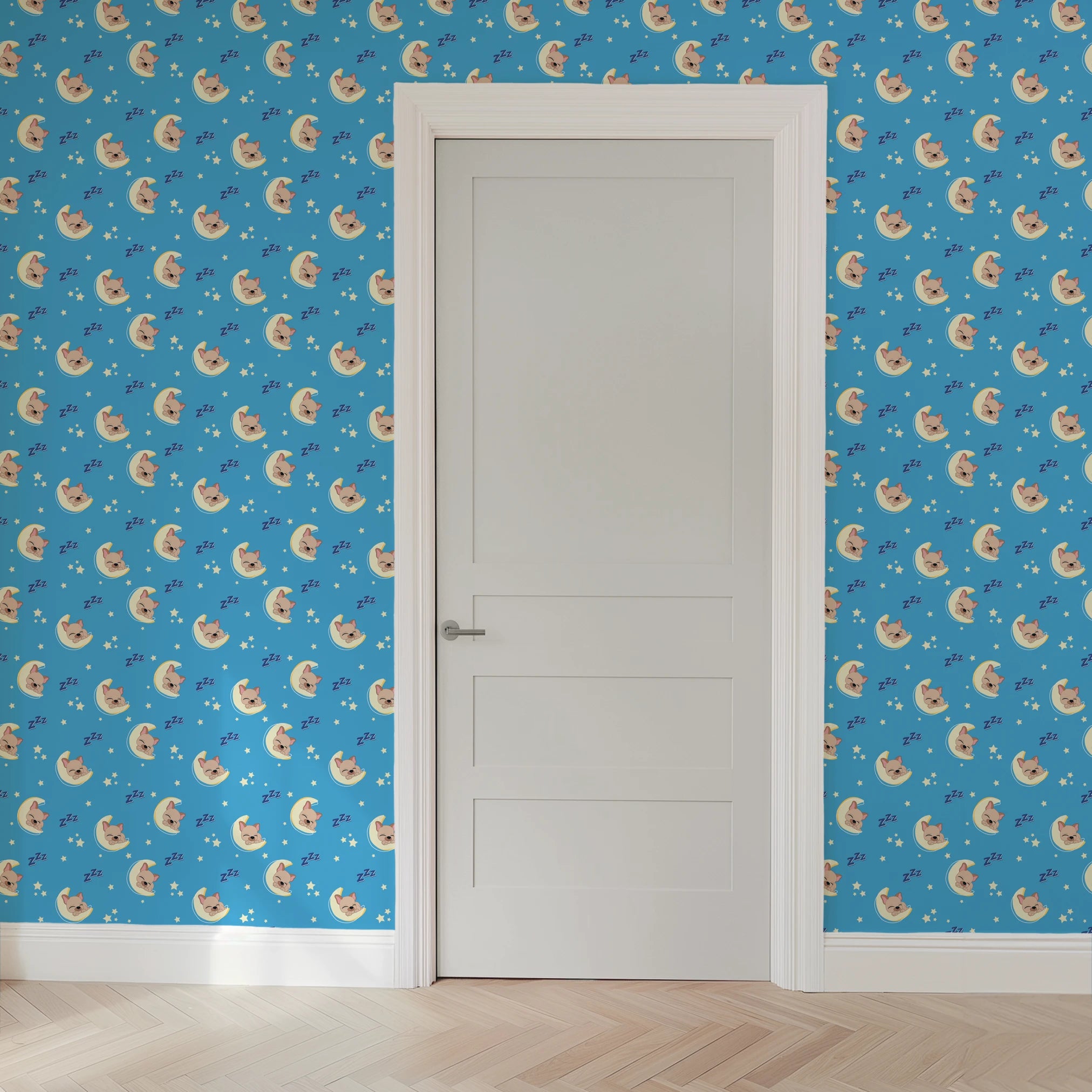 Hasbro Littliest Pet Shop Frenchie Snooze on Blue Wallpaper