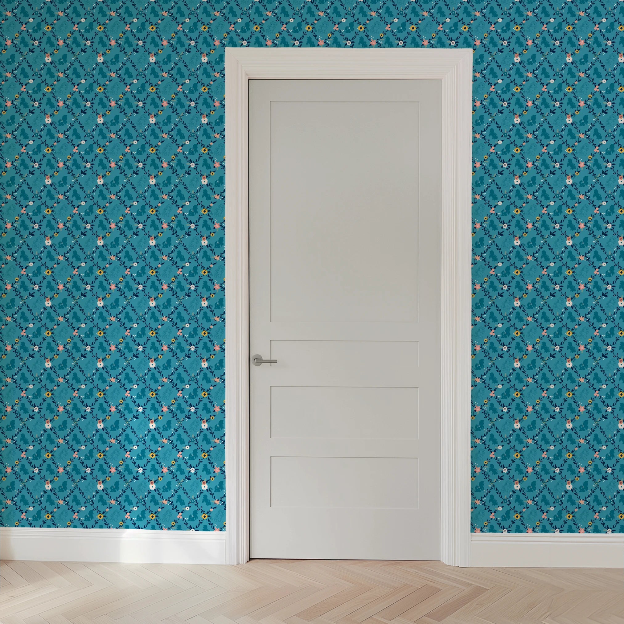 Hasbro My Little Pony Floral Lattice on Blue Wallpaper
