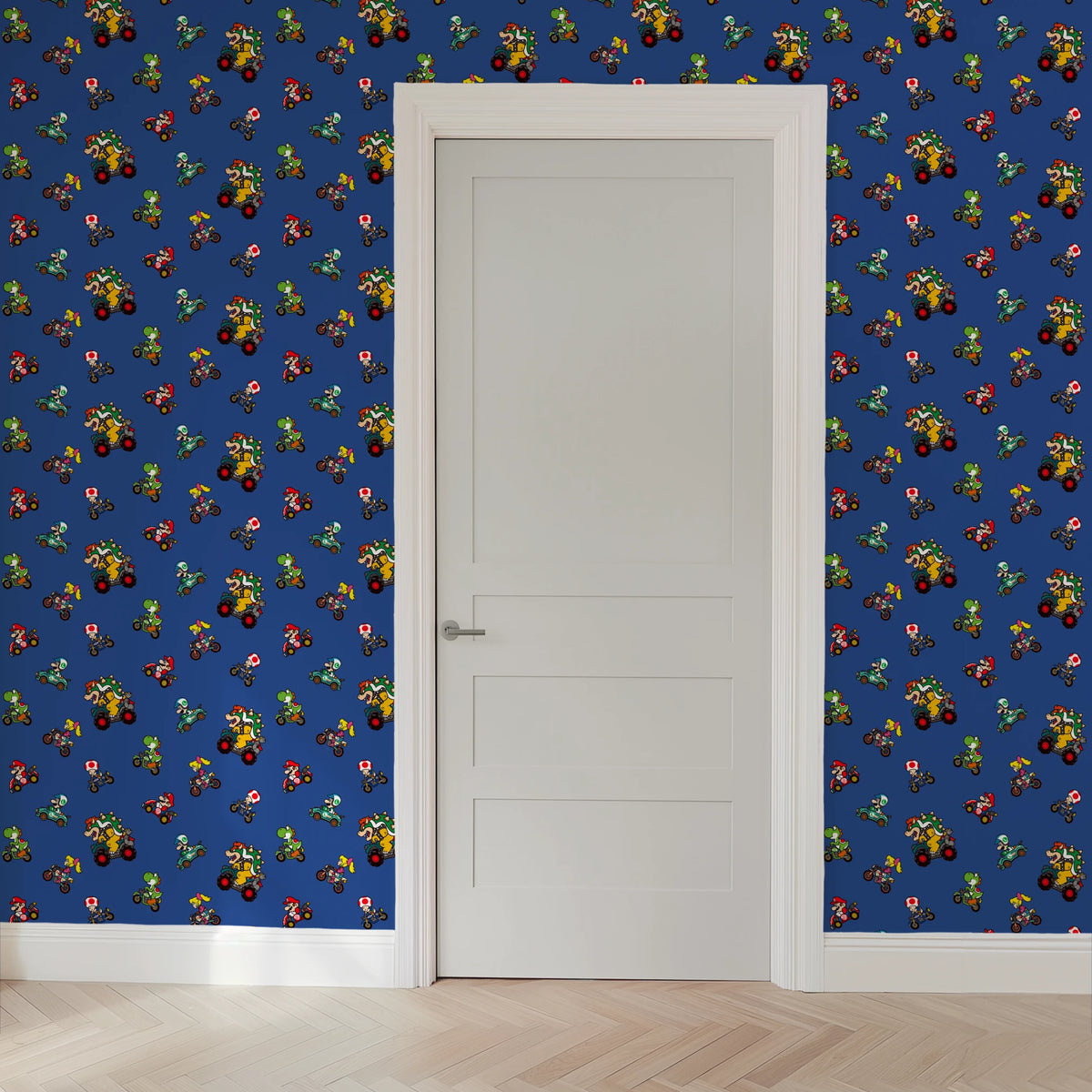 Mario Kart™ World 2D Driving Friends on Blue Wallpaper