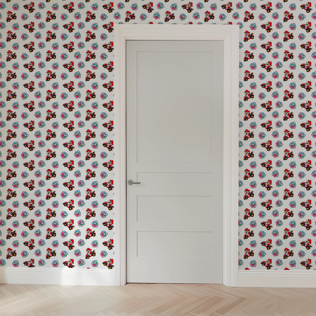 Mario Kart™ World 2D Mario Mystery Box on Light Grey Wallpaper
