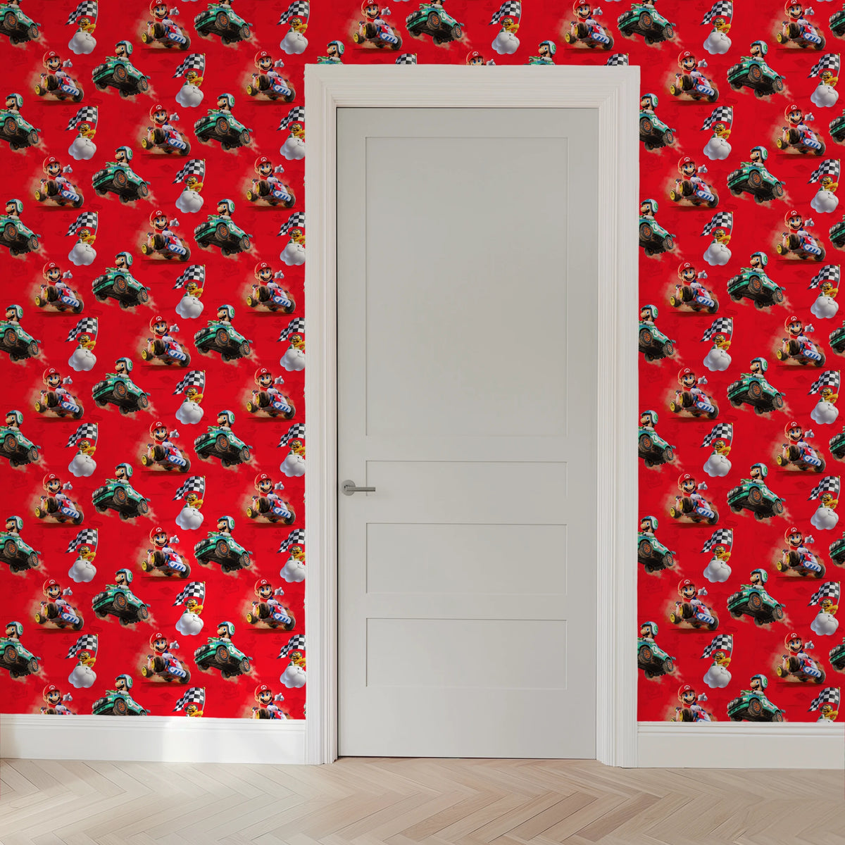 Mario Kart™ World 3D Mario and Luigi on Red Wallpaper