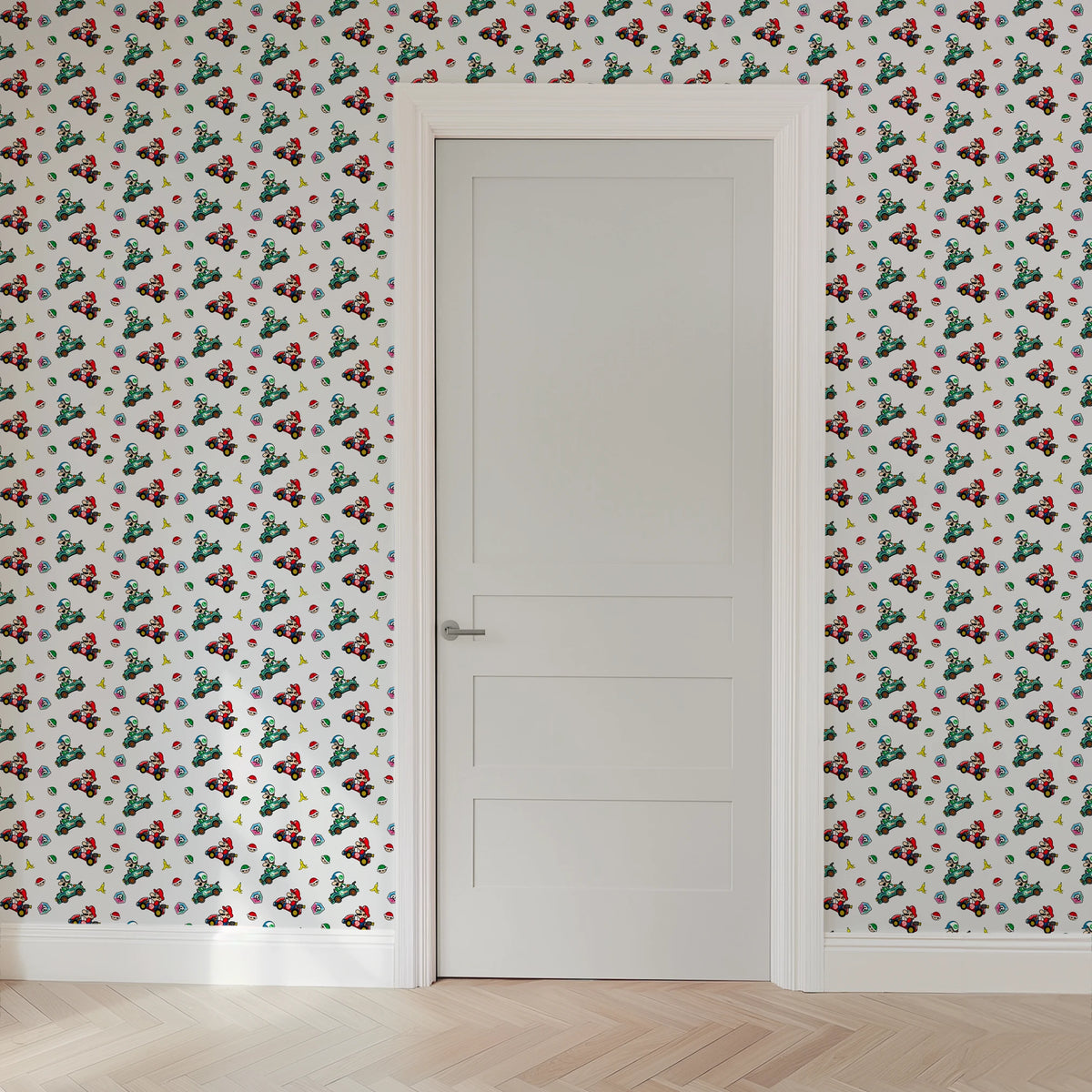 Mario Kart™ World 2D Mario and Luigi on Light Grey Wallpaper