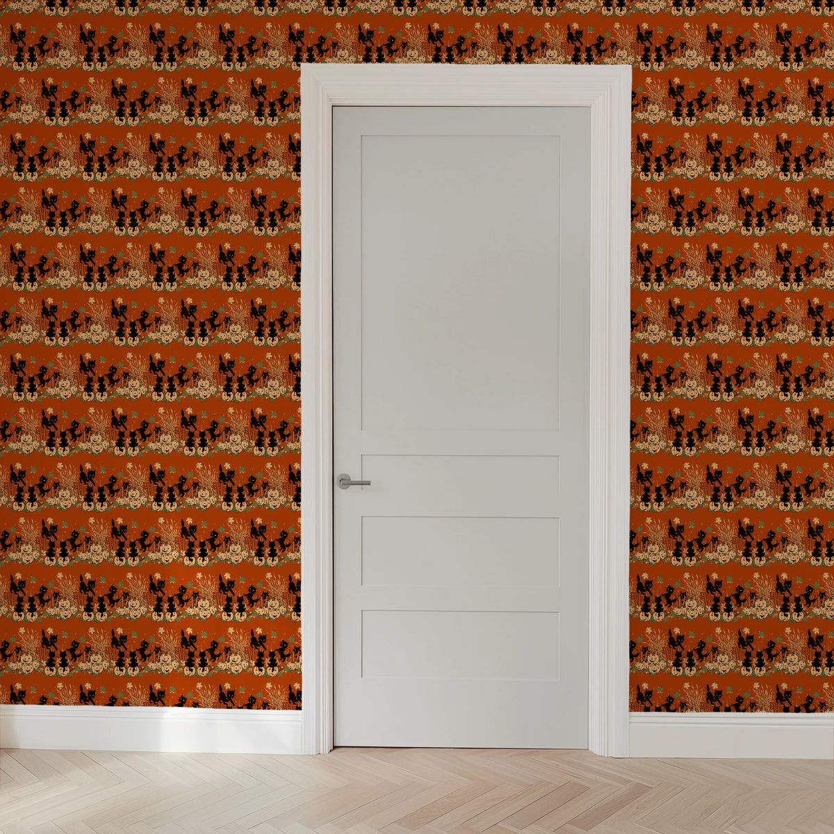 Spooky Cats on Spiced Wallpaper