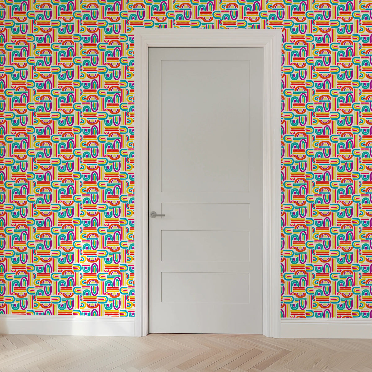 Hasbro Play-Doh Rainbow Arch on White Wallpaper