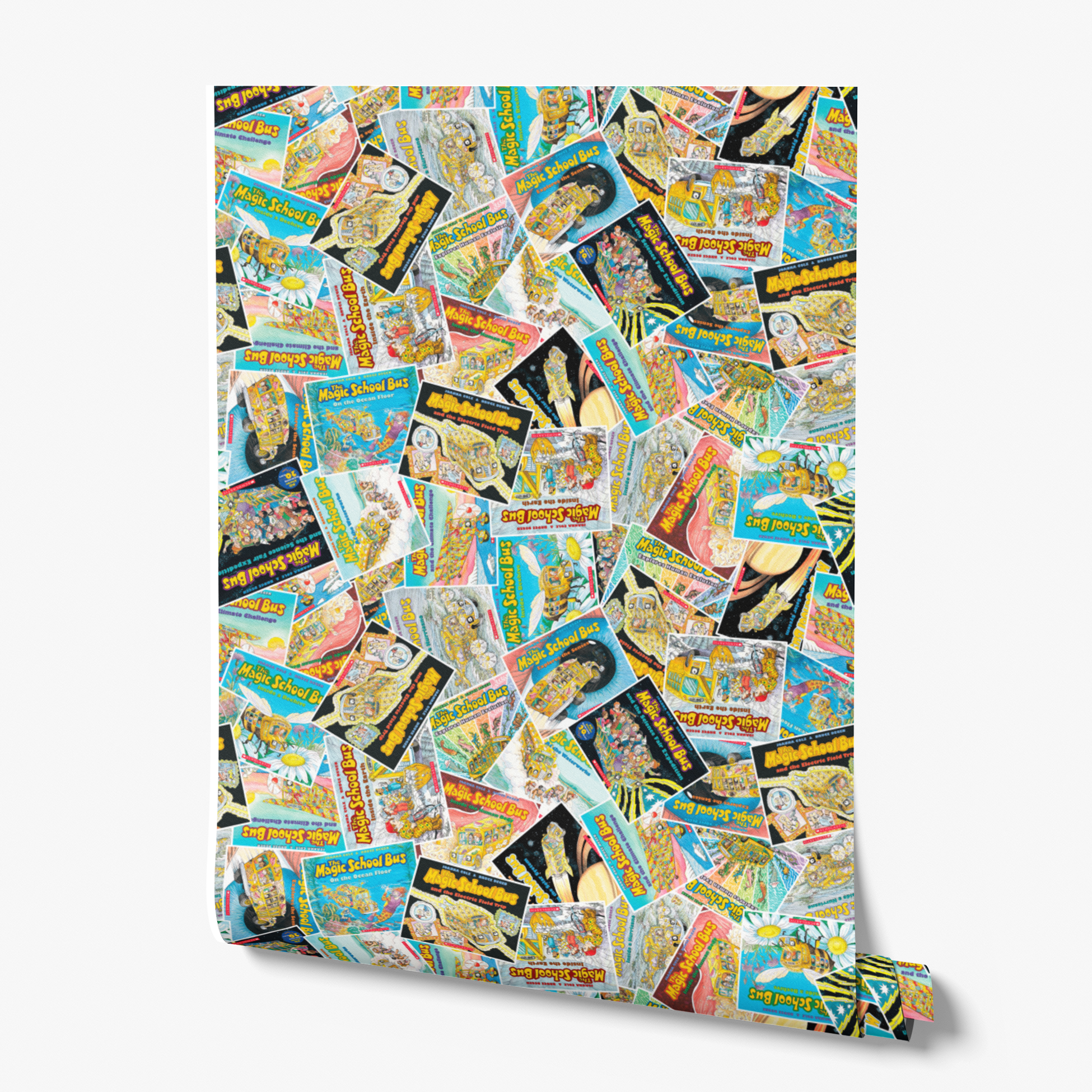 The Magic School Bus Book Toss Large Scale | Peel & Stick Wallpaper