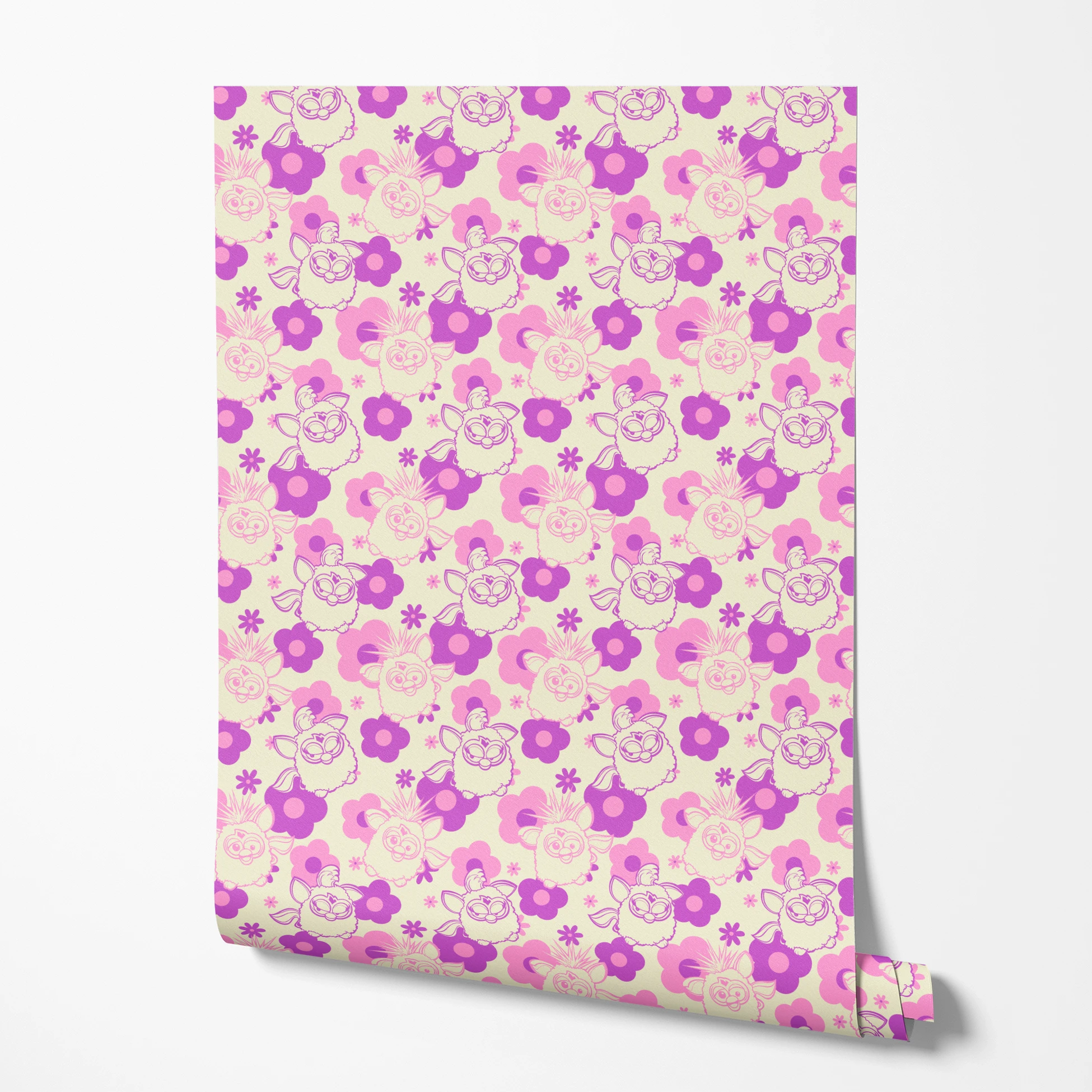 Hasbro Furby Flower Power on Purple Wallpaper