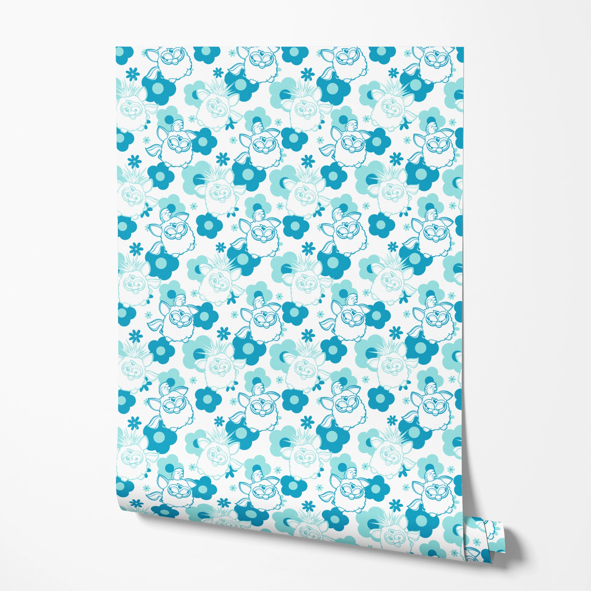 Hasbro Furby Flower Power on Blue Wallpaper