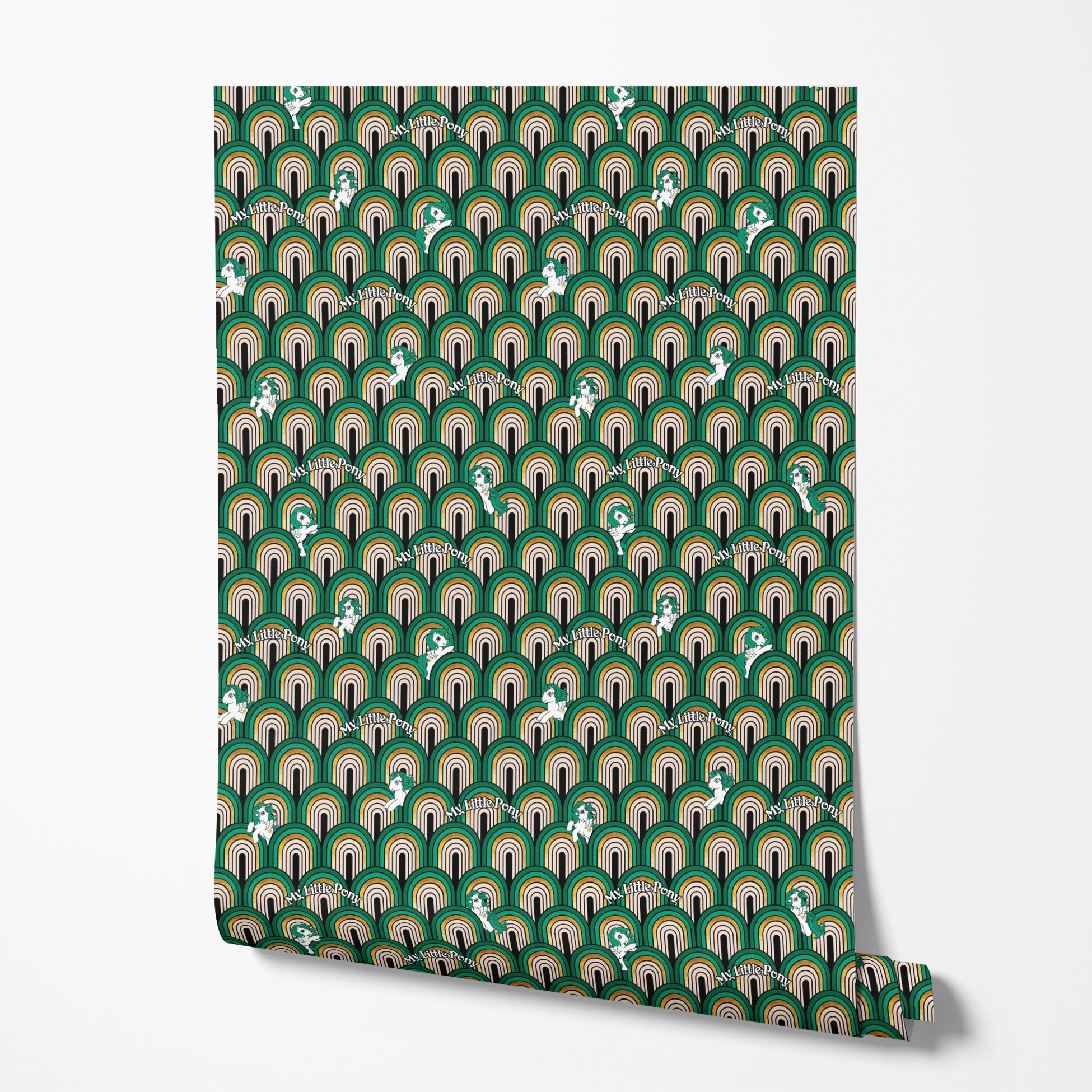 Hasbro My Little Pony Glitter Arches on Green Wallpaper