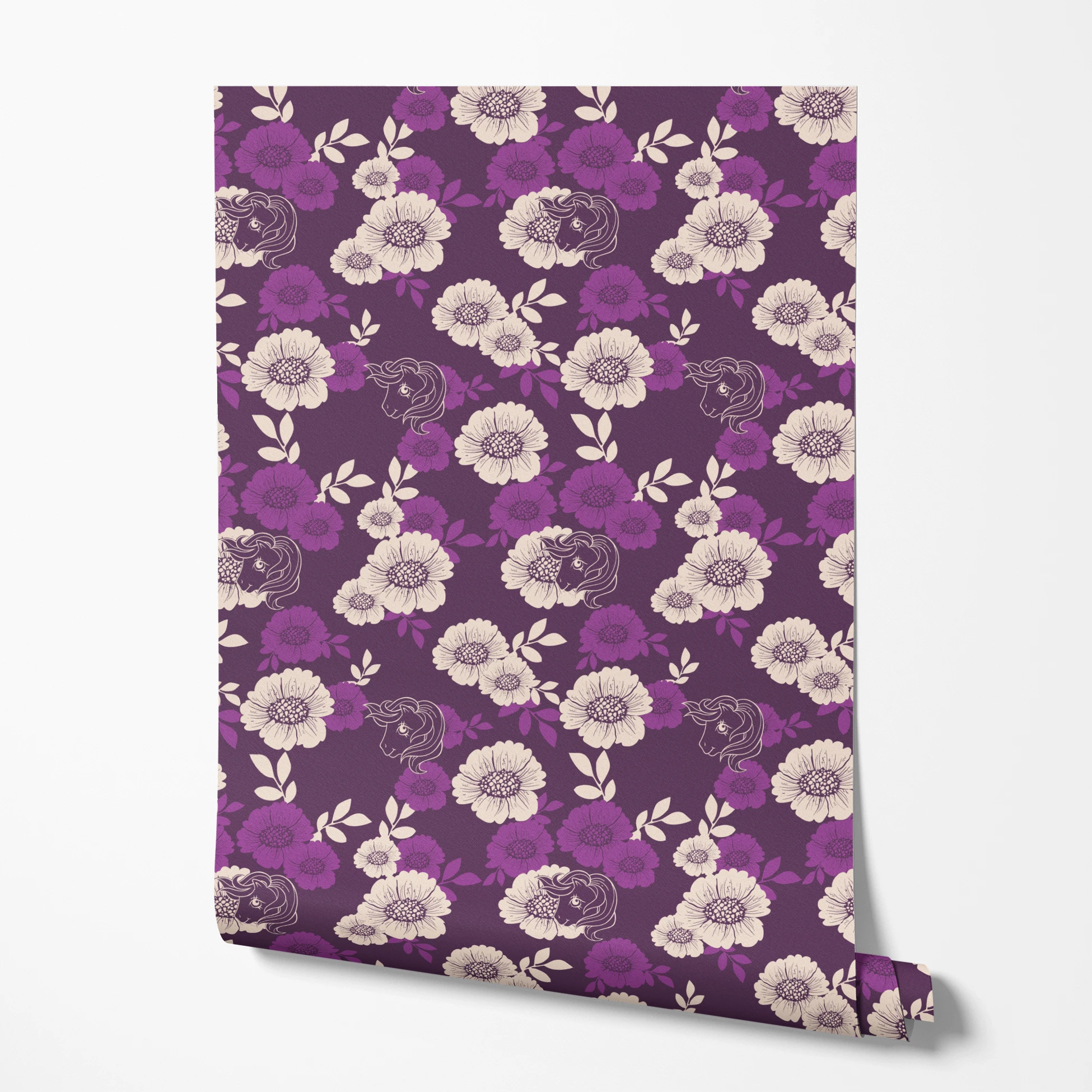 Hasbro My Little Pony Floral Silhouettes on Purple Wallpaper