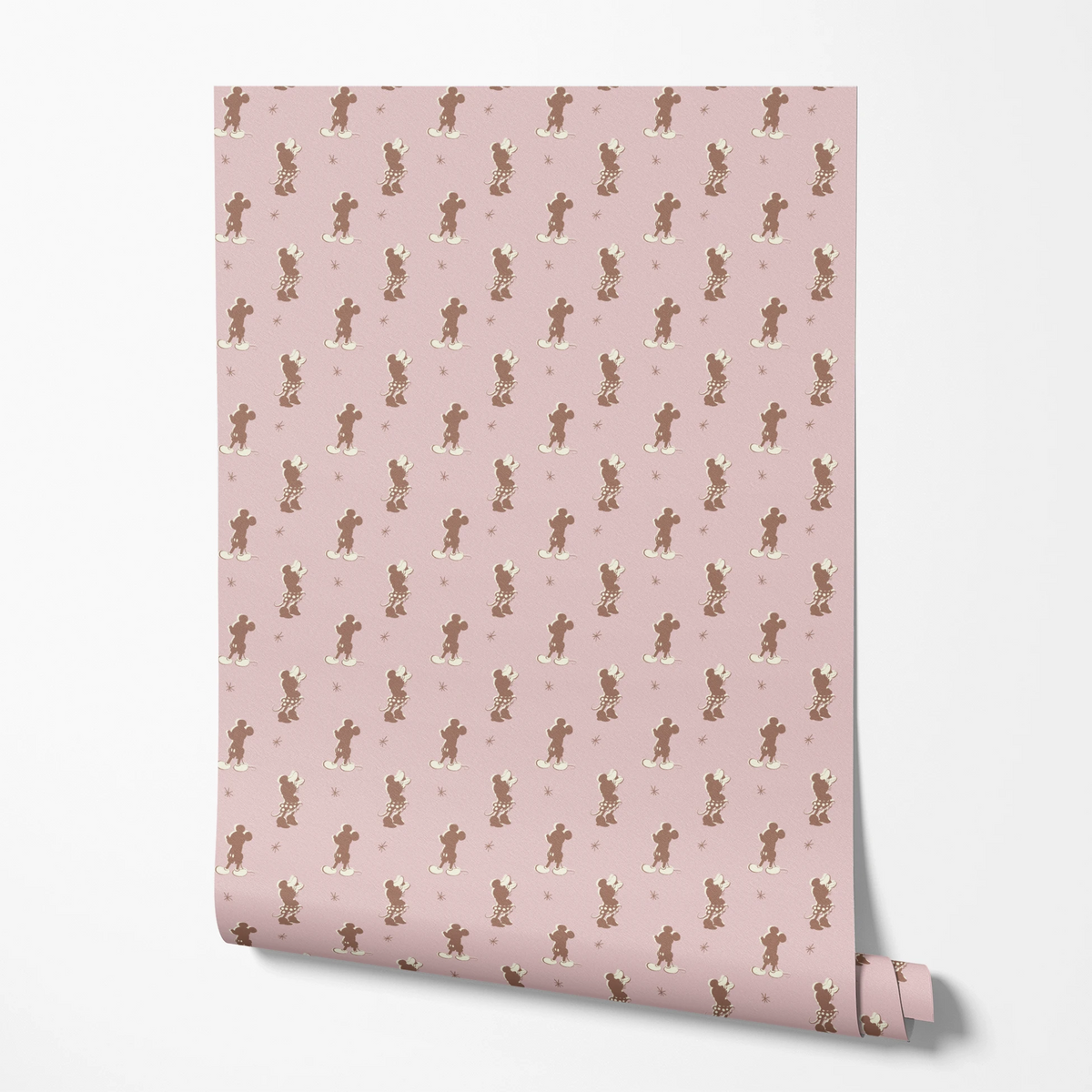 Disney Mickey Mouse and Minnie Mouse Silhoutees on Pink Wallpaper