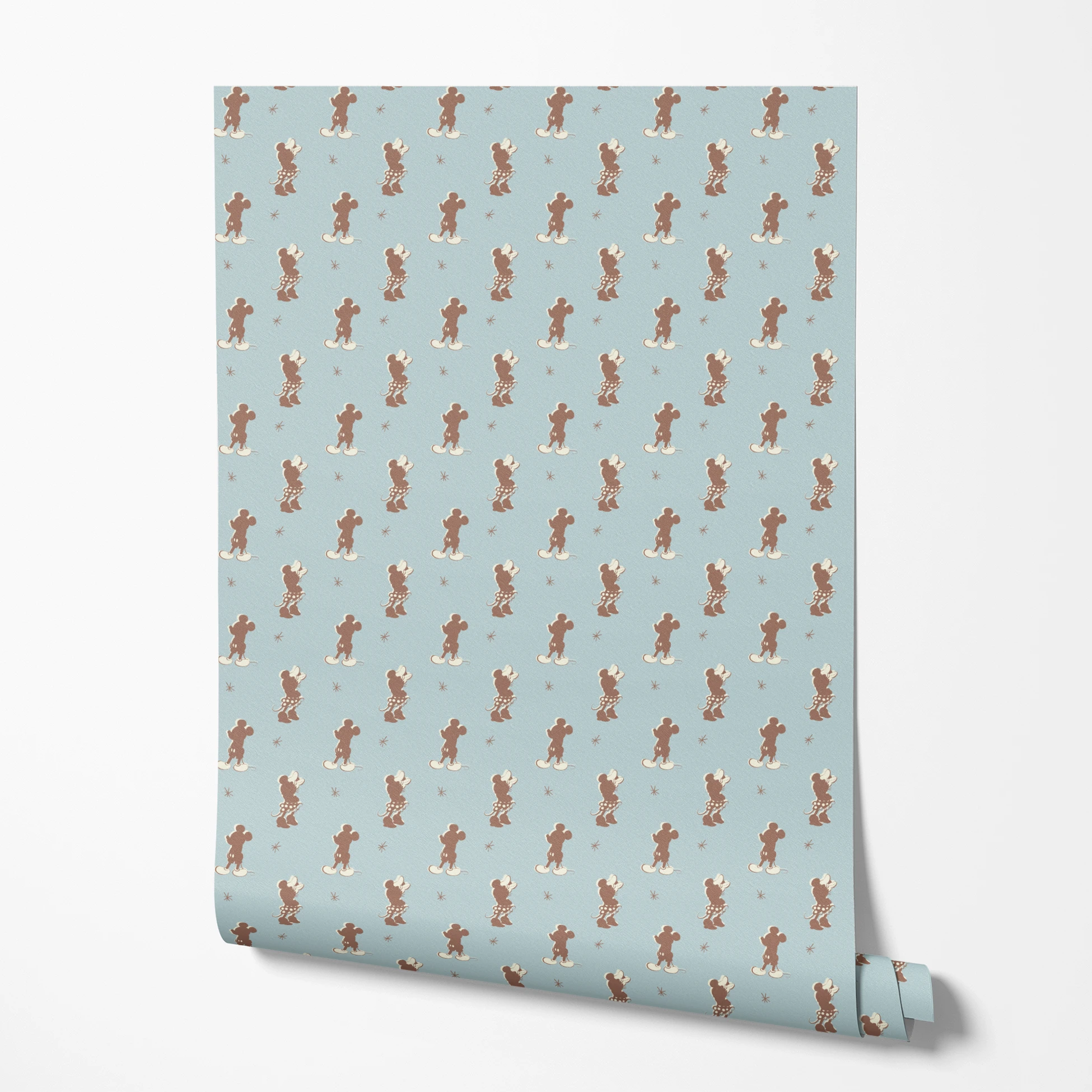 Disney Mickey Mouse and Minnie Mouse Silhoutees on Blue Wallpaper