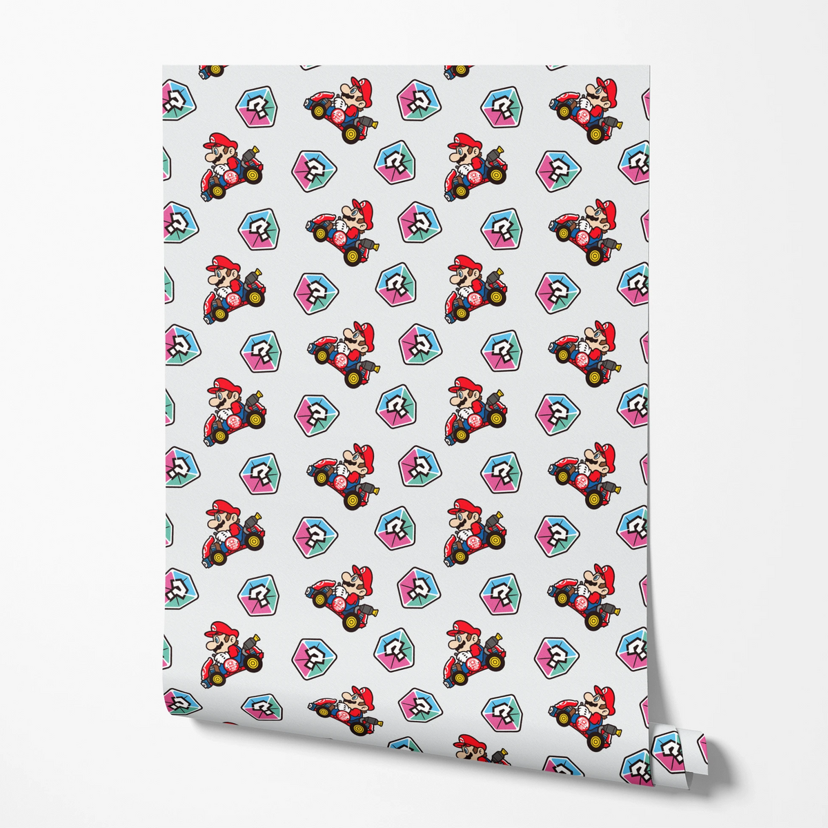 Mario Kart™ World 2D Mario Mystery Box on Light Grey Wallpaper