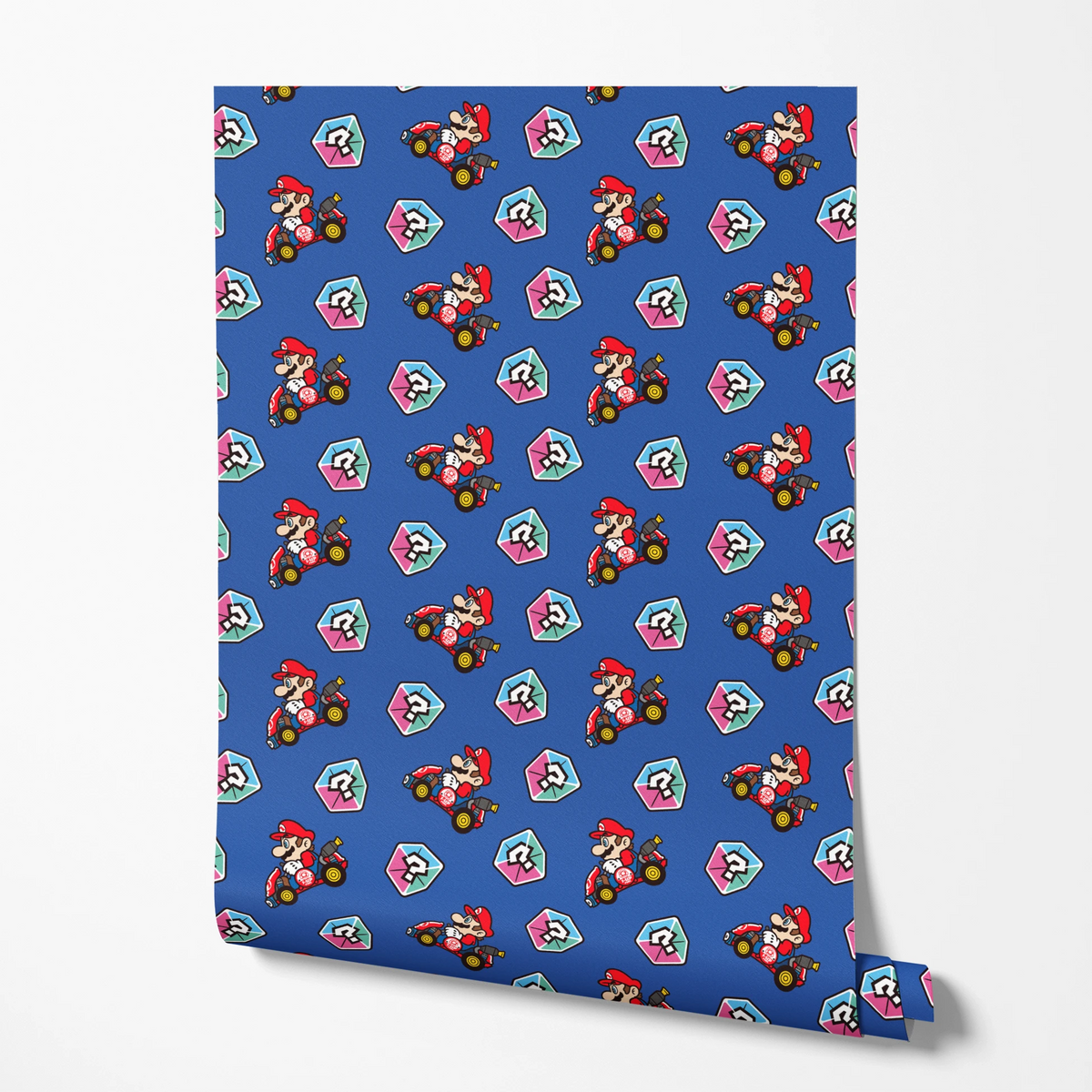 Mario Kart™ World 2D Mario Mystery Box on Blue Wallpaper