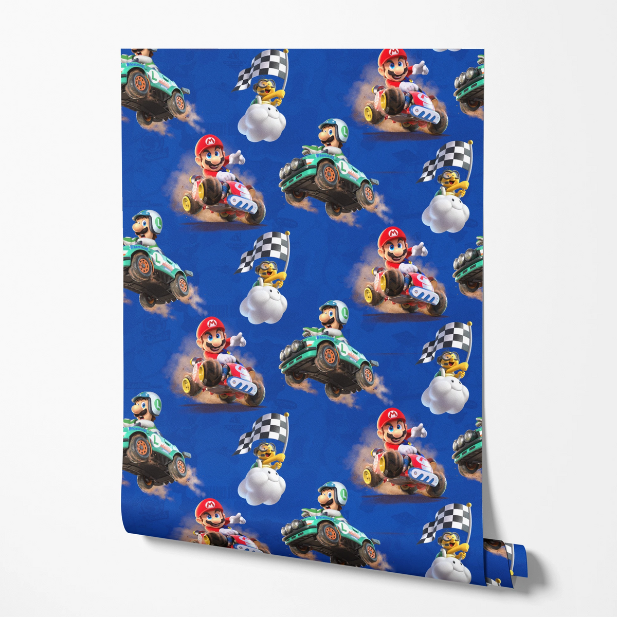 Mario Kart™ World 3D Mario and Luigi on Blue Wallpaper