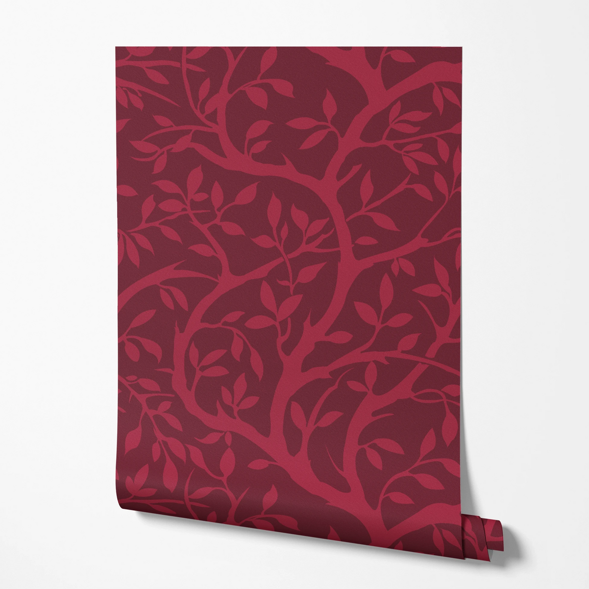 Winding Willow on Oxblood Wallpaper
