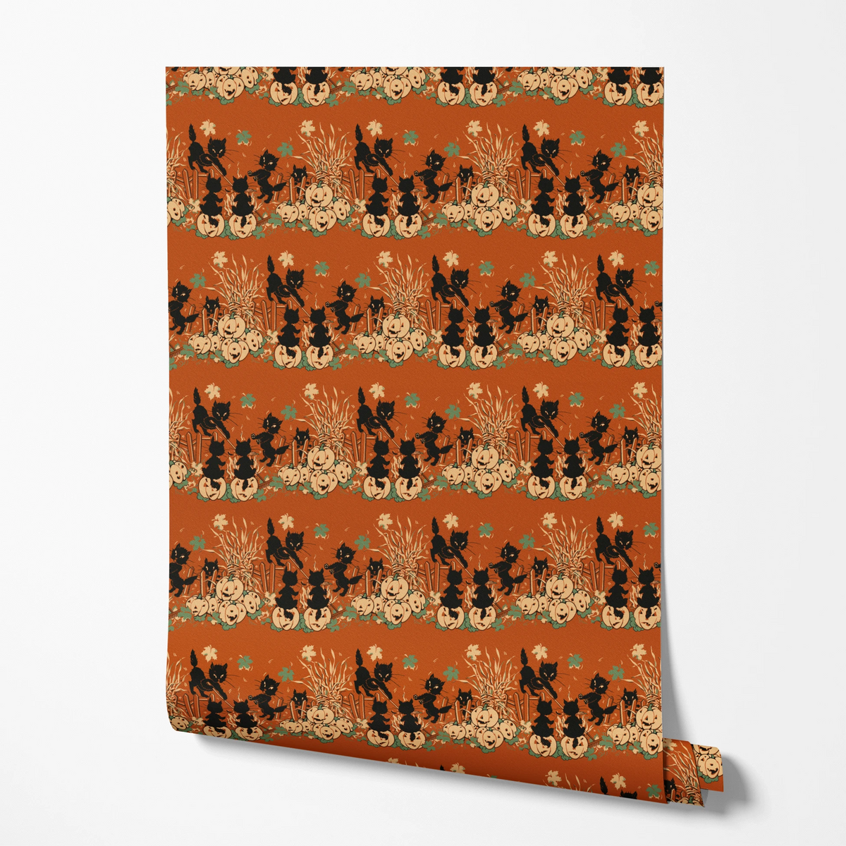 Spooky Cats on Spiced Wallpaper