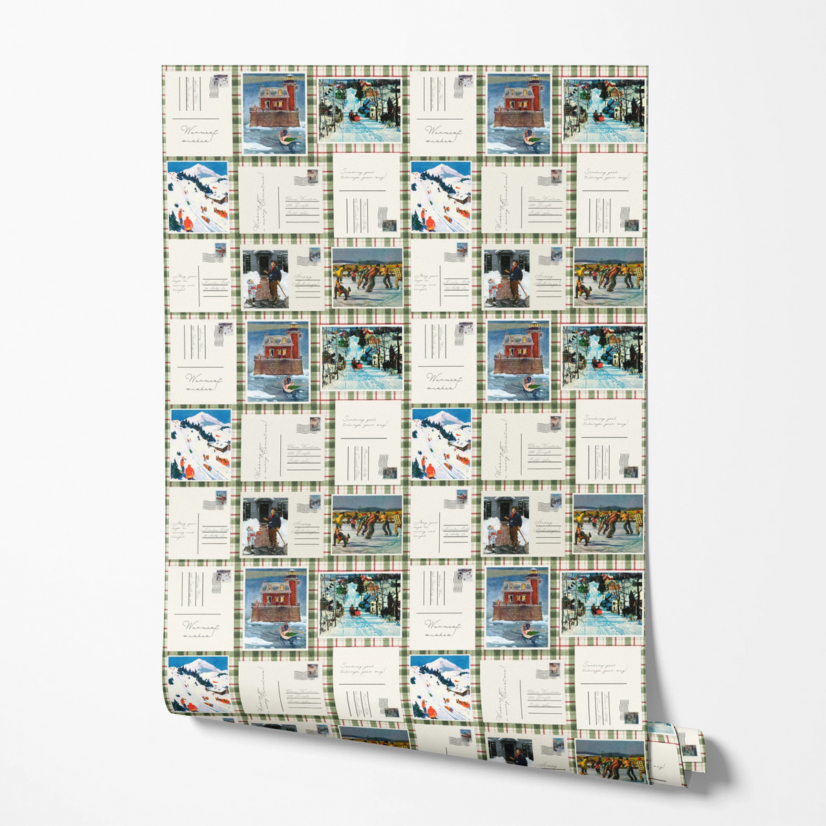 Saturday Evening Post Patchwork Postcards Wallpaper