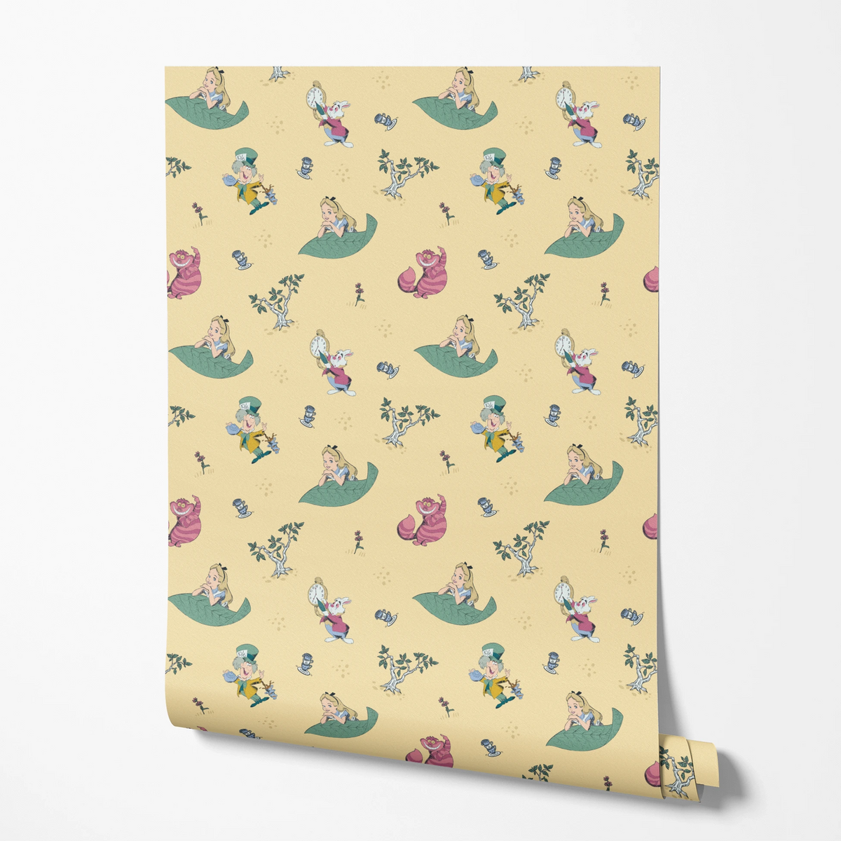 Disney Alice in Wonderland Yellow Whimsy Wallpaper